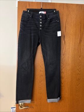 CAbi Black Straight-Leg Button-Fly Jeans